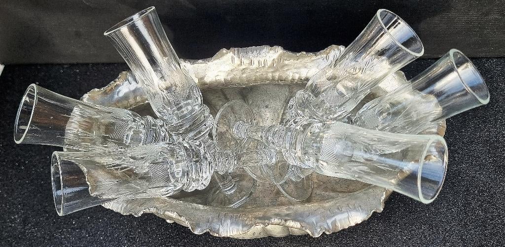 Verres à liqueur hauts 6 cristaux gravés vintage,'50,Italie, Collections, Envoi, Comme neuf, Autres types