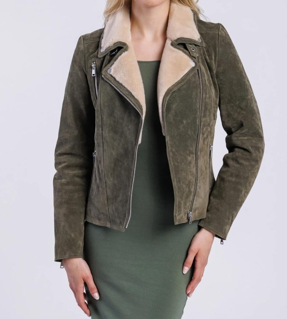 Suède lederen jas Freaky Nation Olive, Kleding | Dames, Verzenden, Freaky Nation Leren jas, Maat 42/44 (L), Nieuw