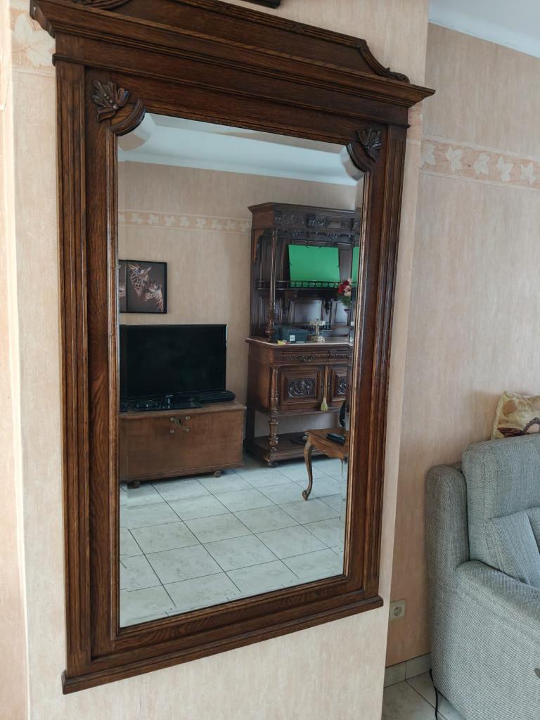 Oude eiken spiegel, Ophalen, Rechthoekig, 50 tot 100 cm, 150 tot 200 cm