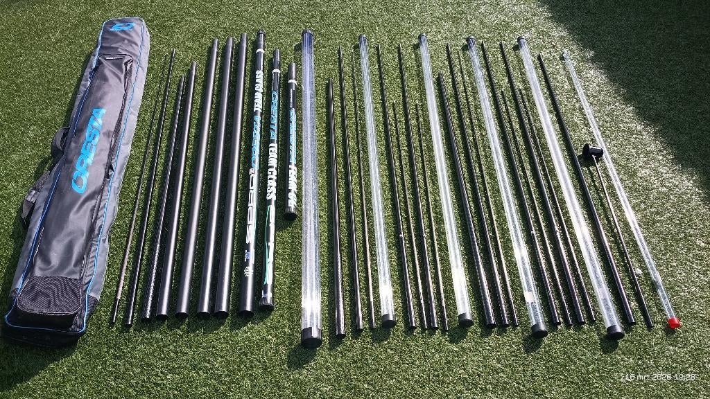 Hengel Cresta Team Class + 6 Topsets + Foedraal + Cuppingkit, Enlèvement, Utilisé, Ligne fixe