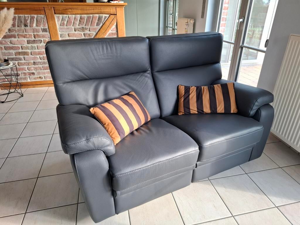 Canapés 2 places en cuir avec relax sur batterie, Enlèvement, Cuir