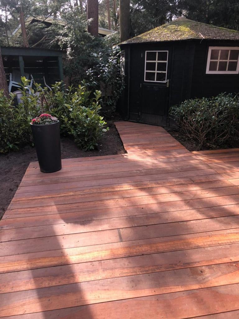 Azobe hardhouten  planken  palen  vlonder  terras  schutting, Tuin en Terras, Ophalen, Hout