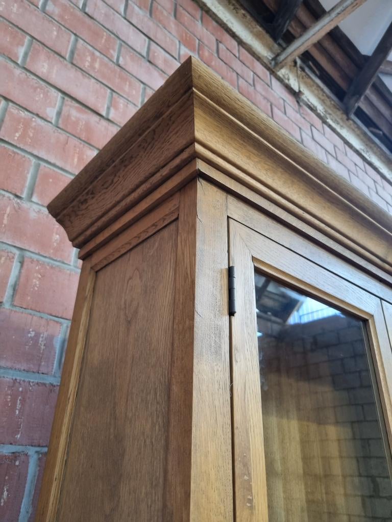 Eiken buffetkast/vitrinekast art:95/26, Huis en Inrichting, Kasten | Buffetkasten, Ophalen, Met deur(en), 200 cm of meer, 150 tot 200 cm