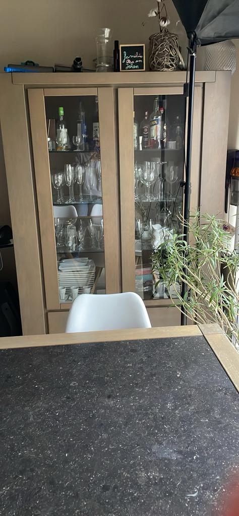 Moderne Vitrinekast in eik, Ophalen, Gebruikt, Eikenhout, Modern