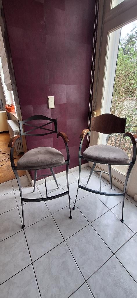 Tabouret de bar Design (par deux), 2 tabourets, Comme neuf, Enlèvement, Bois