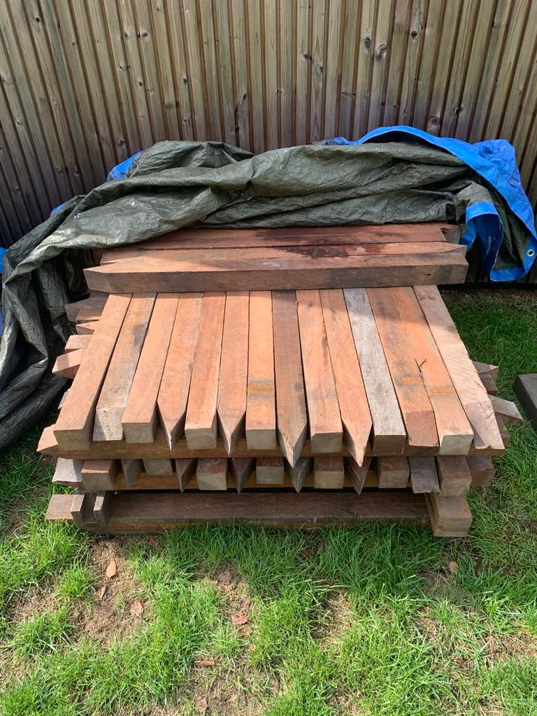 Nieuwe azobe palen gepunt 6X6X100cm, Ophalen, Palen, Nieuw, Hardhout