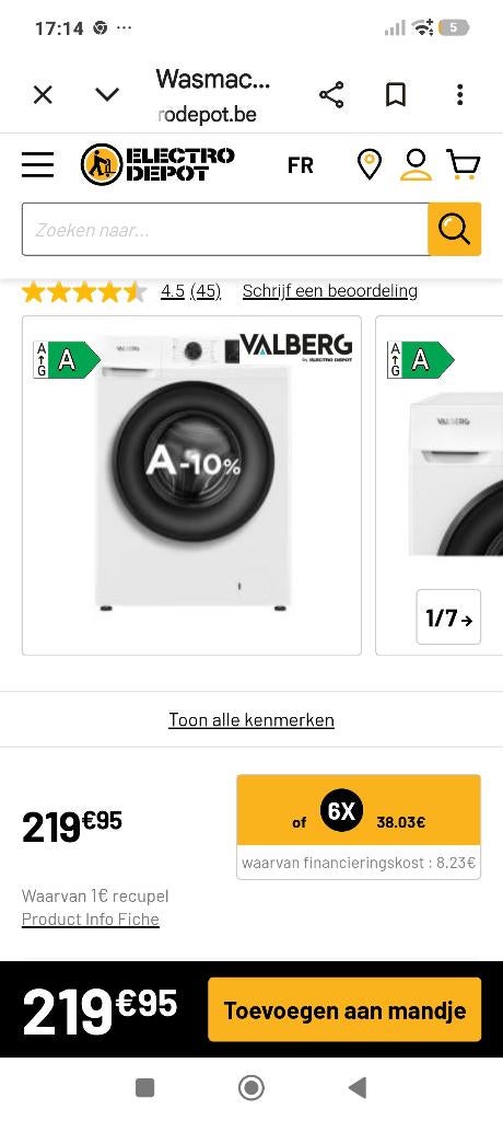 Wasmaschine, Elektronische apparatuur, Wasmachines, Ophalen, 1200 tot 1600 toeren, 8 tot 10 kg, Nieuw