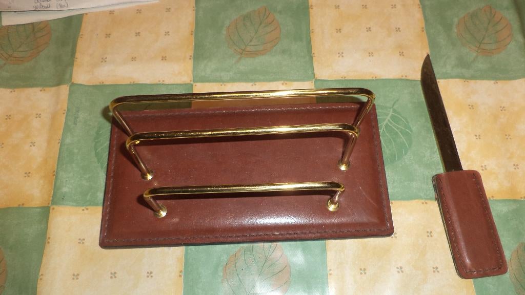 bureauset lederen houder en briefopener assortie enz .., Ophalen of Verzenden