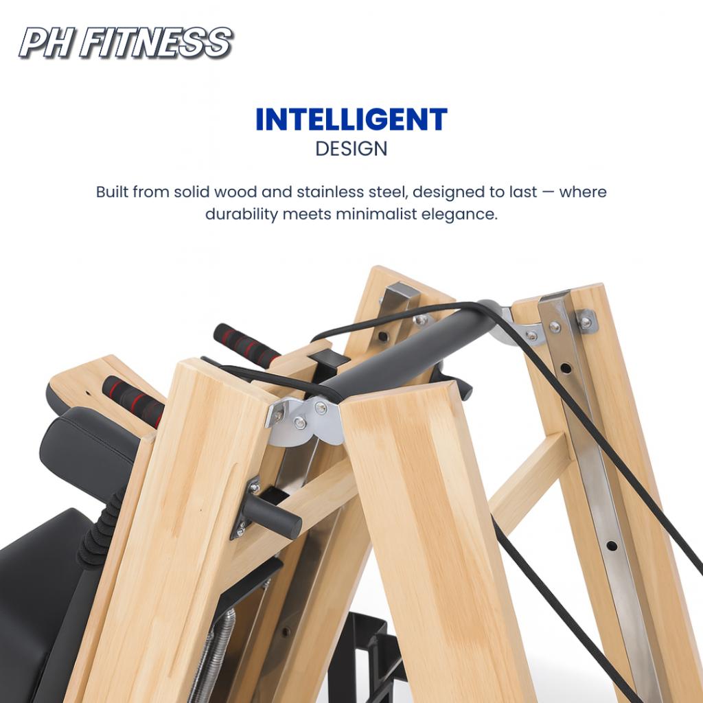 Réformateur de Pilates pliable — Qualité studio | Compact, Sports & Fitness, Yoga & Pilates, Enlèvement, Neuf