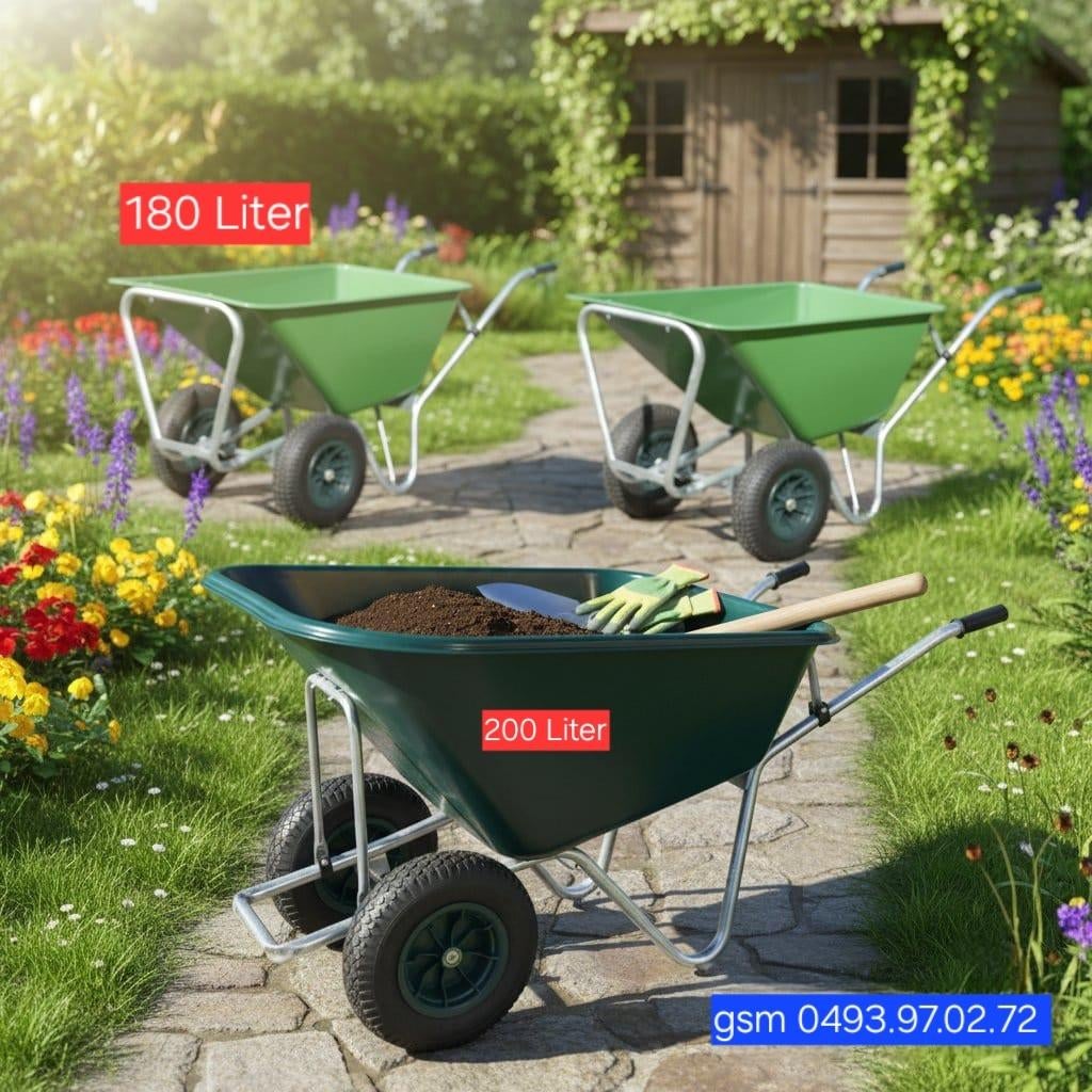 kruiwagens XXL 180-200 Liter Enkel af te helen op 8-9 April, Tuin en Terras, Kruiwagens, Ophalen, Nieuw, Eenwielig