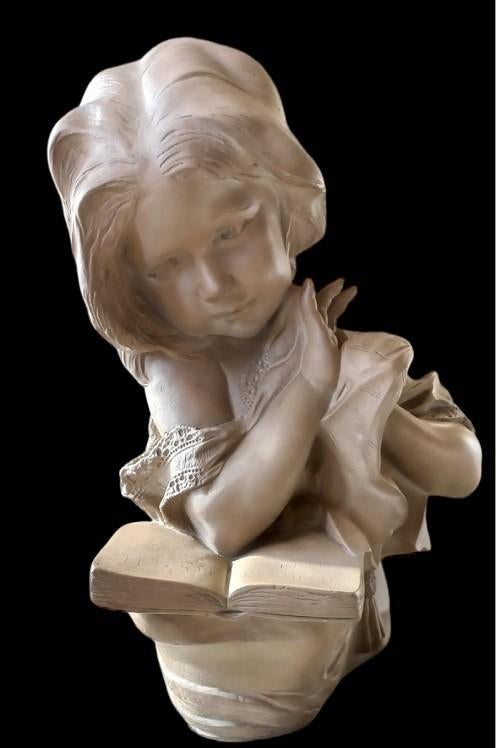 Austin productions "lezend meisje"., Antiek en Kunst, Ophalen, Gips, Buste, Gemerkt