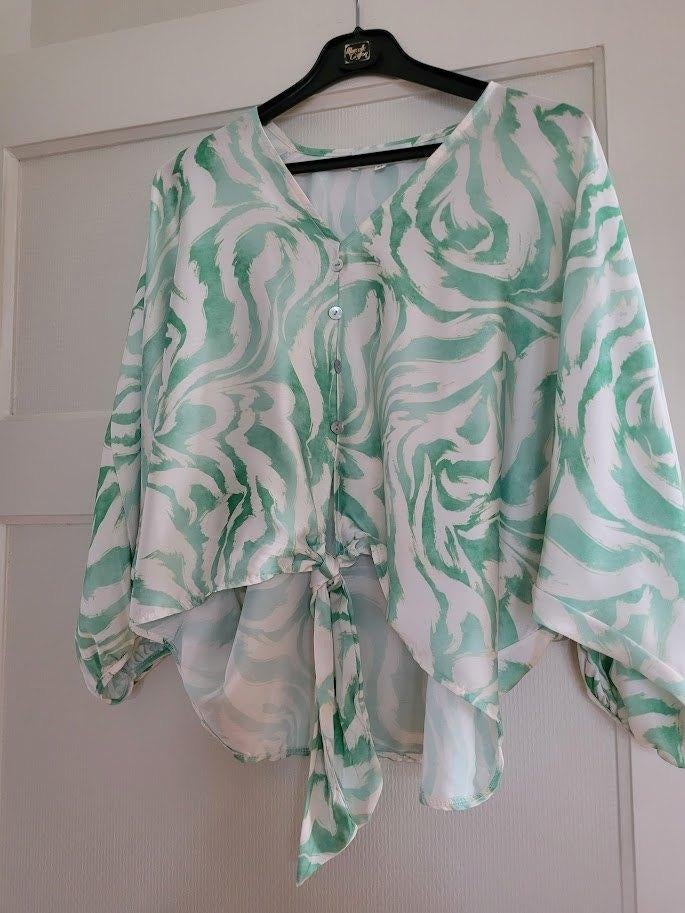 wit groene bloes lola & liza, Maat 38/40 (M), Lola & Liza, Wit, Nieuw