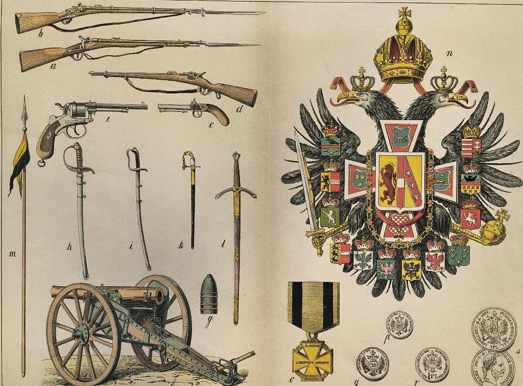Héraldique et honneurs, austro-hongrois, Antiquités & Art, Enlèvement ou Envoi, Militaire, Lithographie