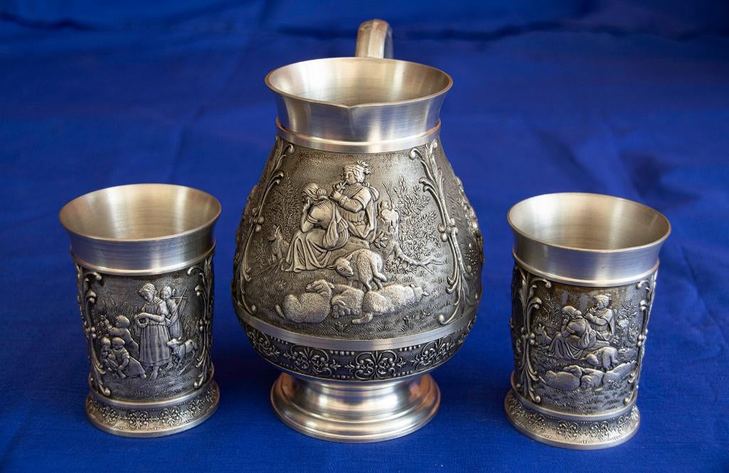 pot et tasses en étain, Antiquités & Art, Enlèvement ou Envoi