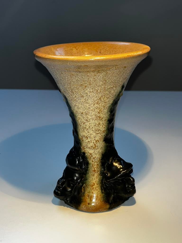 Ernest PATRIS sculpturale vaas met gezichten gesigneerd, Ophalen of Verzenden