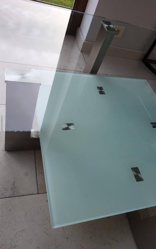 Table de salon carrée en verre, Moins de 50 cm, 50 à 100 cm, Verre, Enlèvement