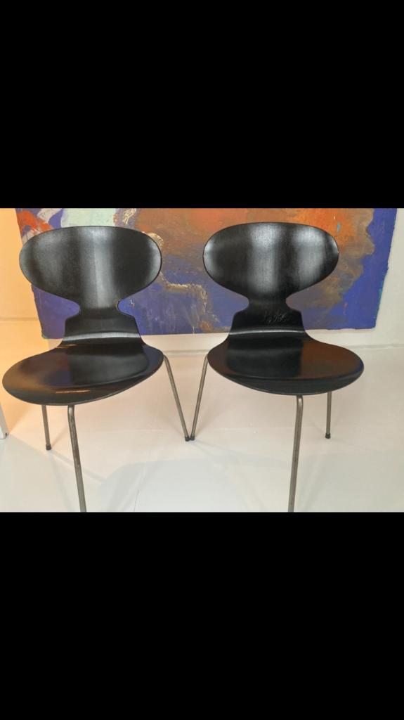 Vintage Stoelen :De Mier ontwerp Arne Jacobse productie 1958, Huis en Inrichting, Stoelen, Ophalen, Gebruikt, Zwart, Hout