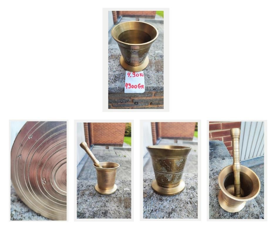 Mortier & Pestle brons 6 kilo + de Pestle. Keurmerk8., Ophalen of Verzenden, Brons