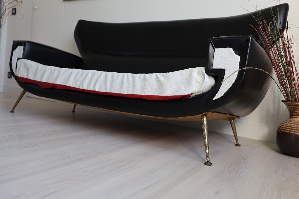 chaise design italienne vintage des années 50, Trois personnes, Moins de 75 cm, Enlèvement, Utilisé