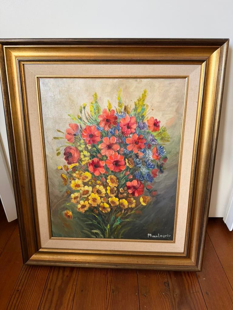 Schilderij met kader (58x68 cm) - bloemen - olie op doek, Enlèvement