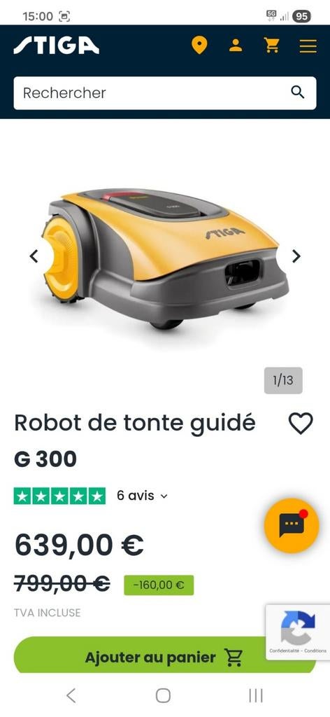 Robot tondeuse Stiga G300 NEUF, Jardin & Terrasse, Enlèvement
