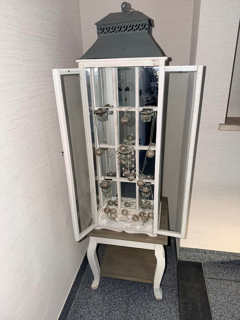 Grote lantaarn/landelijk - Decoratie hout en glas, Huis en Inrichting, Kasten | Vitrinekasten, Ophalen, 100 tot 150 cm, 50 tot 100 cm