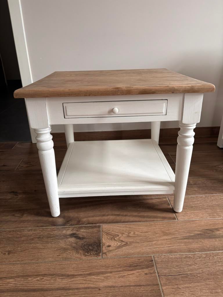 ÇARLOW bijzettafel m. eik/els ant wit L60xB60xH50, Enlèvement, Comme neuf