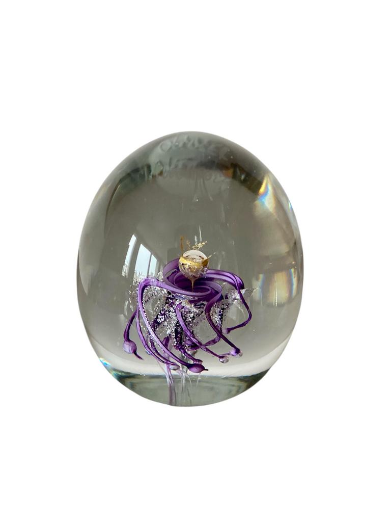 Glazen presse-papier, gesigneerd Olivier Mallemouche., Antiek en Kunst, Ophalen of Verzenden