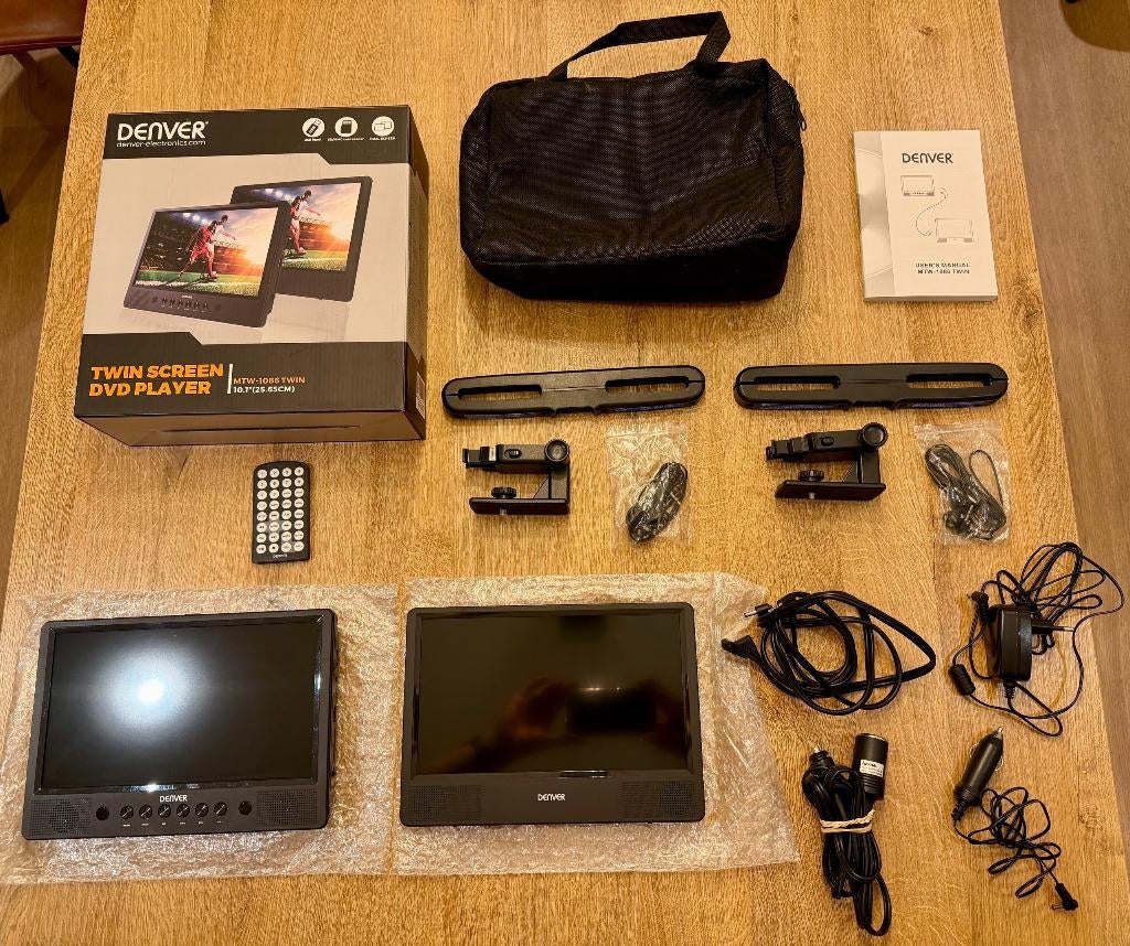 Draagbare DVD speler met 2 schermen (Denver MTW 1086TWIN), Audio, Tv en Foto, DVD spelers, Draagbaar, Zo goed als nieuw, Ophalen