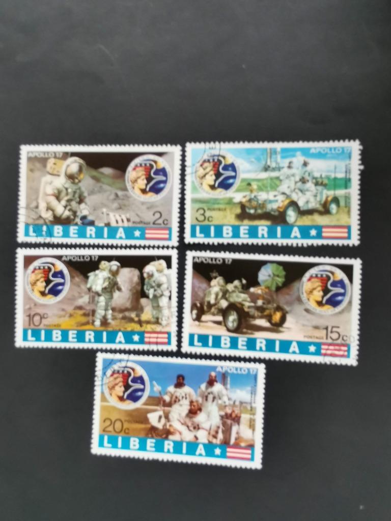 Liberia 1973 - ruimtevaart - Apollo 17 - astronauten, Postzegels en Munten, Ophalen of Verzenden, Overige landen, Gestempeld