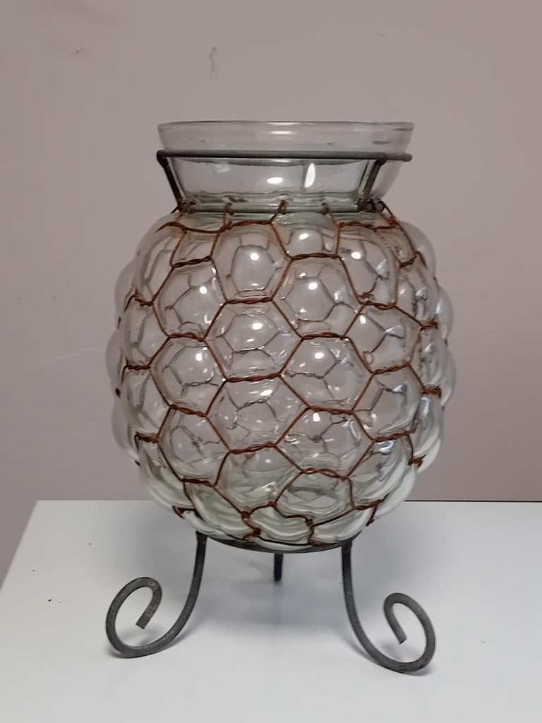 Vase en verre au motif de bulles, Antiquités & Art, Enlèvement ou Envoi