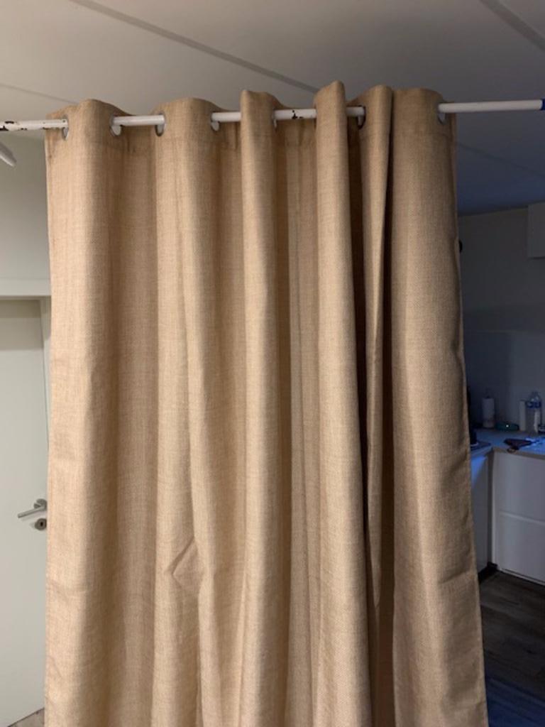 Overgordijn met ringen, Ophalen, Bruin, 200 cm of meer, Zo goed als nieuw