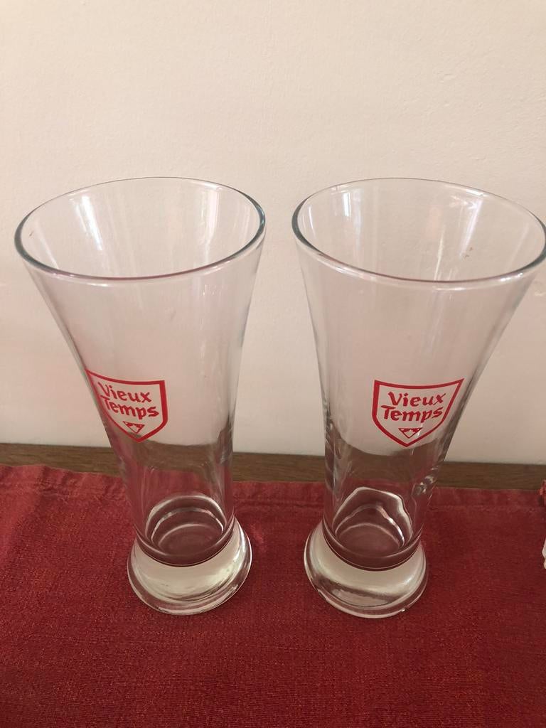 2 verres de Vieux Temps, Enlèvement ou Envoi, Utilisé, Verre à bière