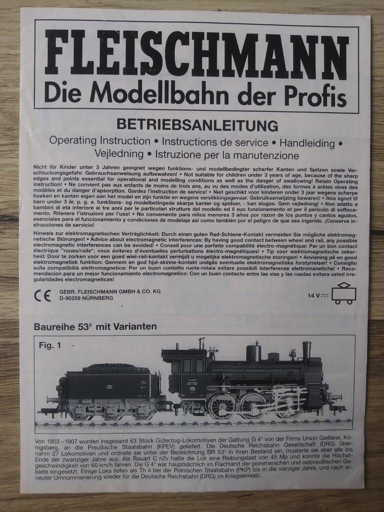 Fleischmann gebruiksaanwijzing, Ophalen of Verzenden, Fleischmann