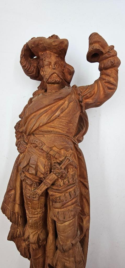 antiek beeld man met kalebas, Ophalen of Verzenden