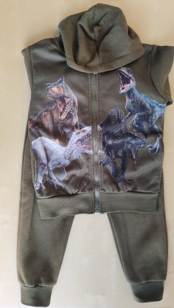 Kaki joggingset dino (8 jaar), Ophalen of Verzenden, Gebruikt, Jongen, Setje
