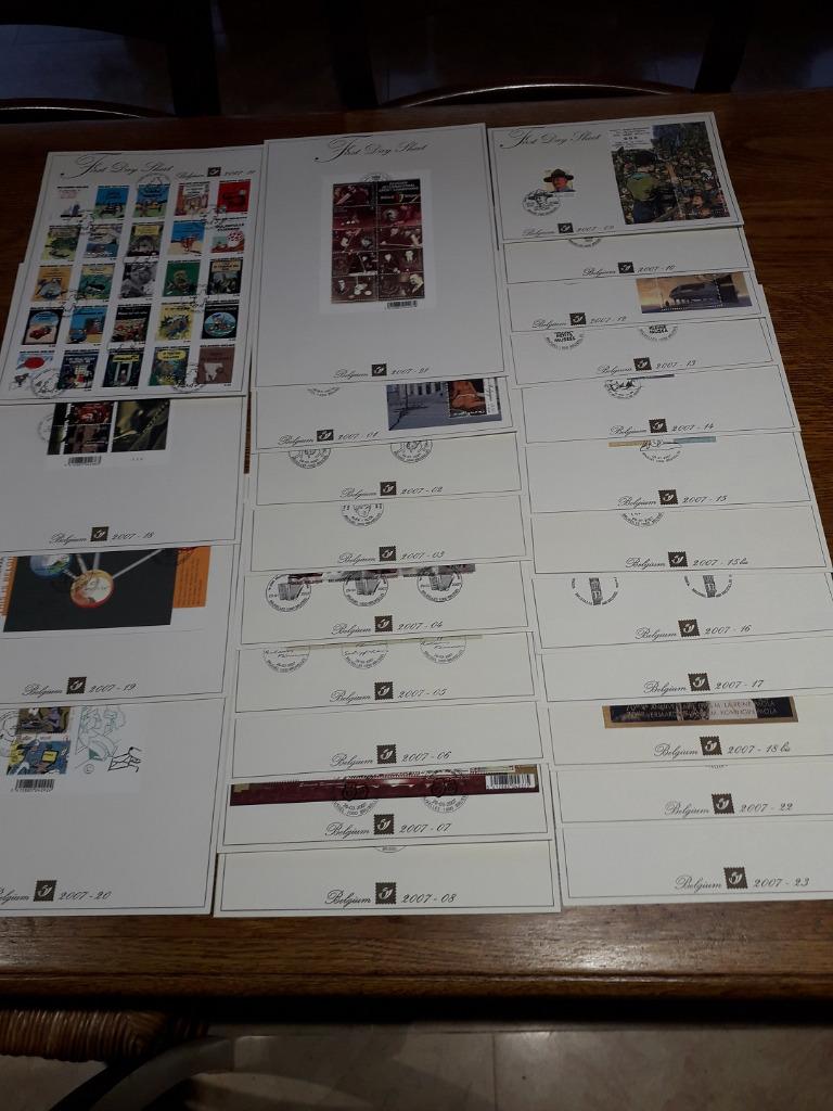 Année 2007 : Année Complète FDS (24 Pièces) aved fds Tintin, Timbres & Monnaies, Enlèvement