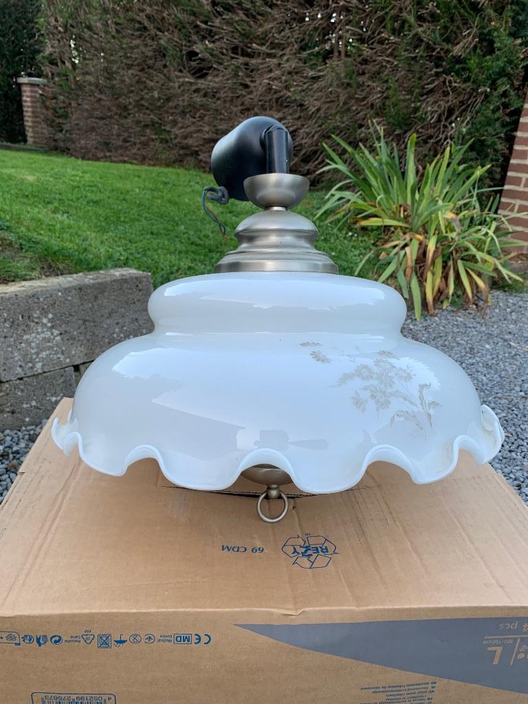 Lustre en verre étain, Maison & Meubles, Enlèvement, Utilisé, Verre