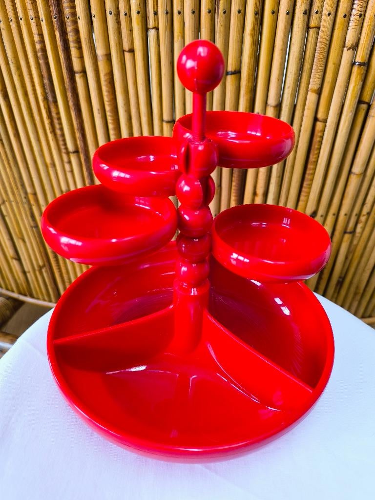 Plateau a apéritif avec étages, Emsa vintage 1970 rouge, Enlèvement ou Envoi