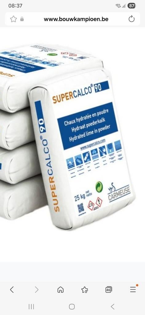 Super calco lime 25 kilo nieuw, Doe-het-zelf en Bouw, Tegels