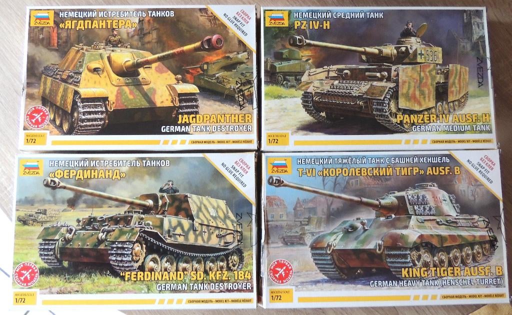 4 maquettes chars allemands 2GM ZVEZDA Neuves, Envoi, Neuf, 1:50 ou moins, Tank