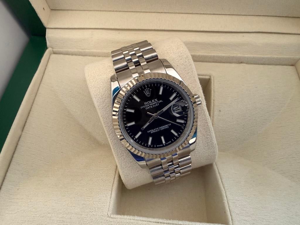 noir Rolex Datejust 36-41 mm neuf, Enlèvement, Comme neuf, Rolex
