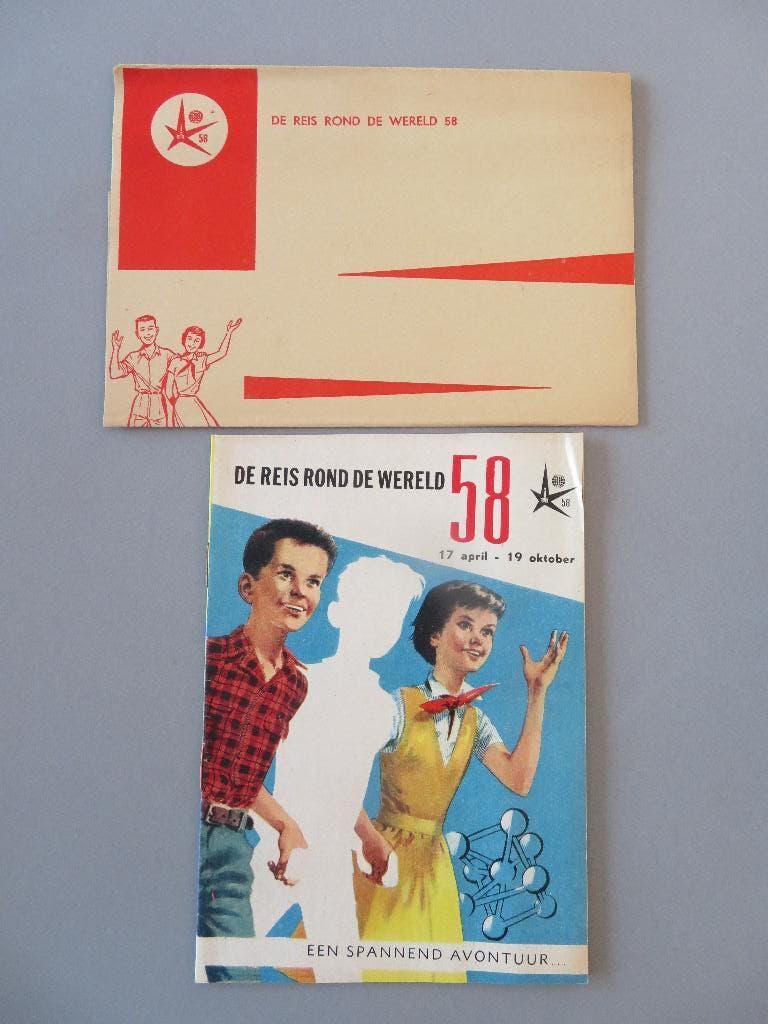 boekje + omslag De reis rond de wereld Expo 58, Ophalen of Verzenden, Overige typen