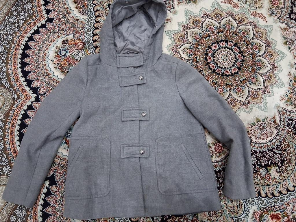 Stijlvolle Grijze Duffelcoat ZARA – Maat M – Met Capuchon, Enlèvement, Comme neuf, Taille 38/40 (M)