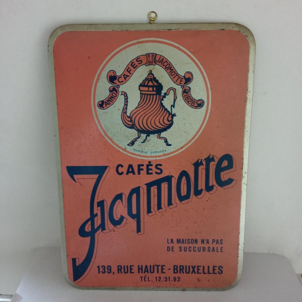 publicité café JACQMOTTE, Enlèvement ou Envoi, Utilisé, Panneau publicitaire