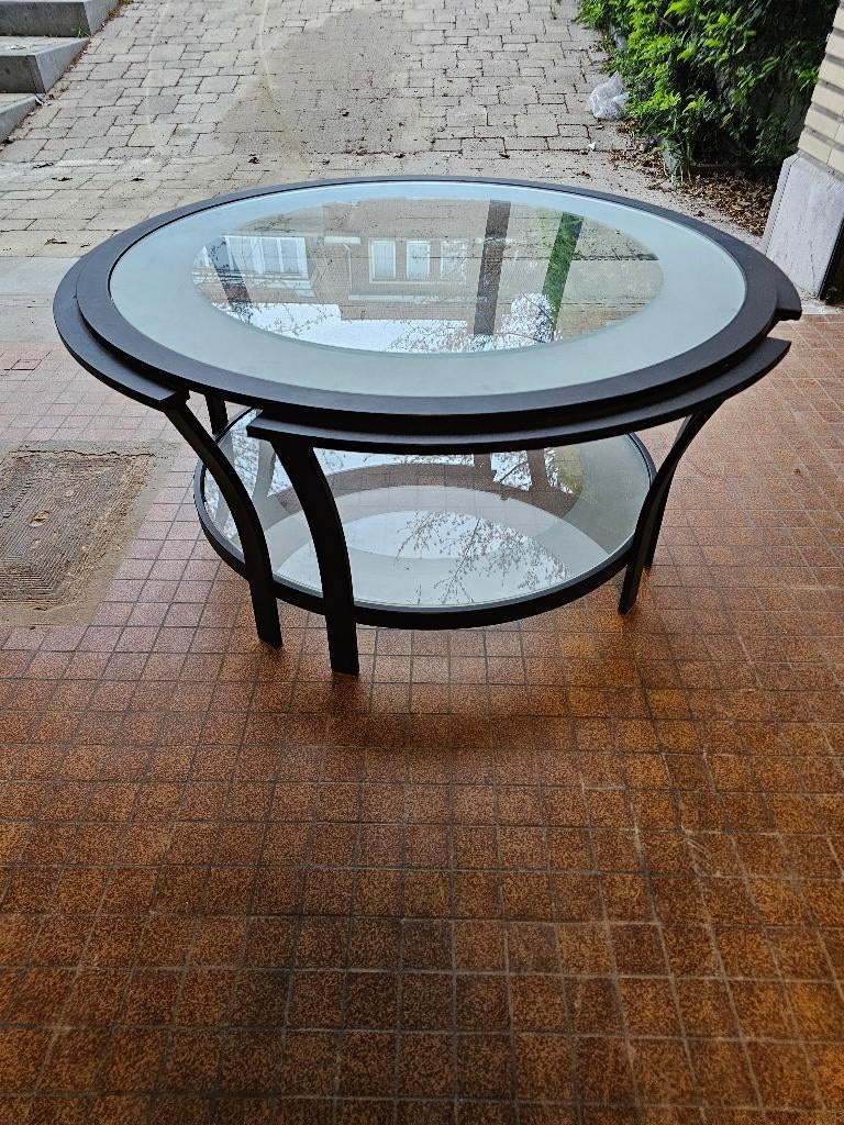 table basse en verre, Huis en Inrichting, Tafels | Salontafels, Ophalen, Gebruikt, 50 tot 100 cm, Rond