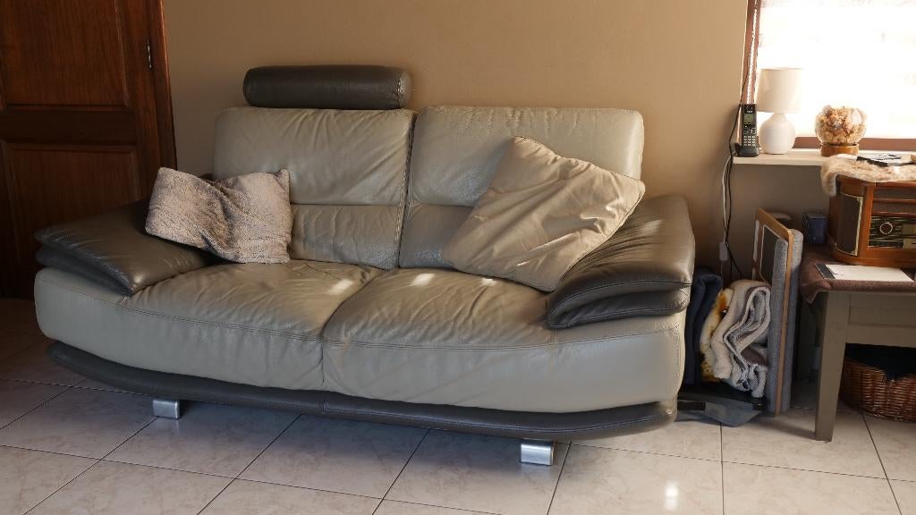 Mooi lederen 3-zit en 2-zit bankstel, Huis en Inrichting, Ophalen, Leer