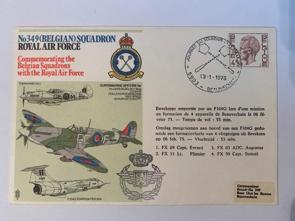 Enveloppe 349SQN Belgian Air Force Beauvechain Starfighter, Collections, Enlèvement ou Envoi, Armée de l'air, Autres types
