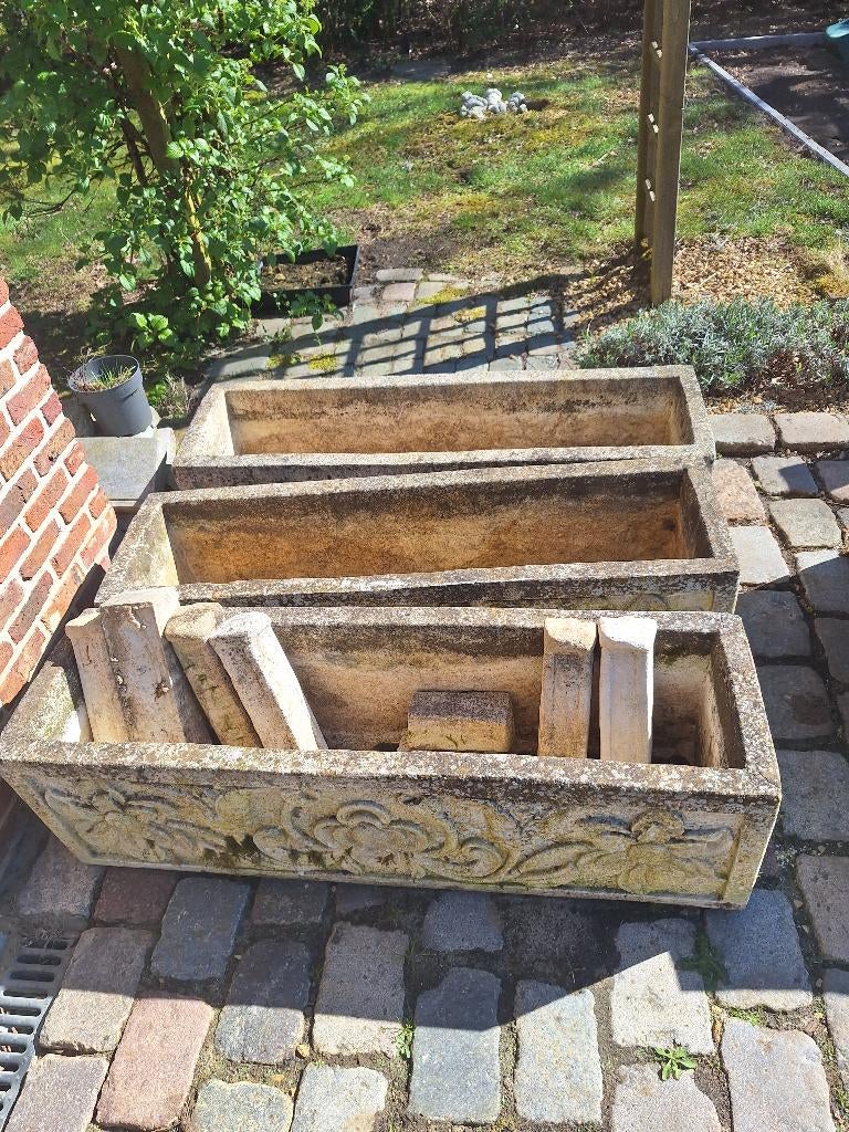 Stenen Beeld en bloembakken, Tuin en Terras, Ophalen, Gebruikt, Steen, Engelenbeeld