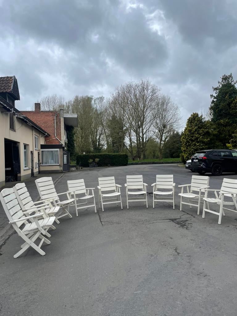 Chaises de jardin vintage scandinaves Herlag - lot de 9, Enlèvement, Utilisé
